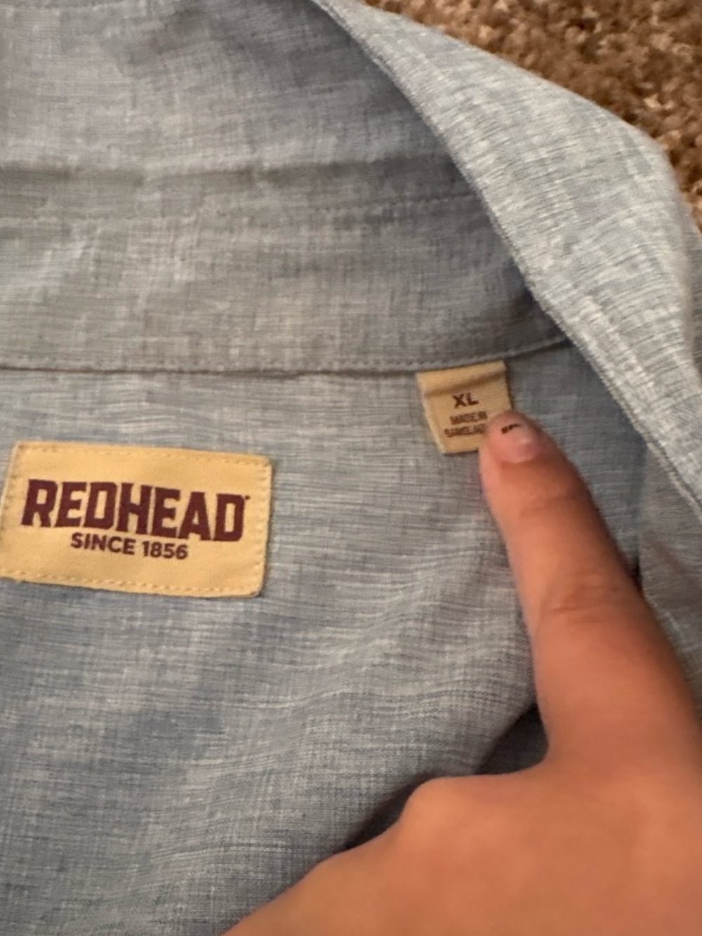 RedHead Light Heather Blue Shirt with Brand Patch